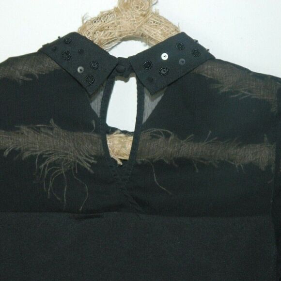 Modcloth Blouse Black Sheer Embellished  Medium‎ - Picture 5 of 7